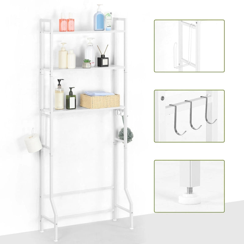 3-stufiges Ablageregal über der Toilette mit Metallrahmen und Haken