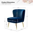 22W Upholstered Modern Tufted Accent Side Chair with Gold Legs