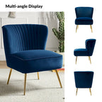 22W Upholstered Modern Tufted Accent Side Chair with Gold Legs