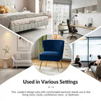 22W Upholstered Modern Tufted Accent Side Chair with Gold Legs
