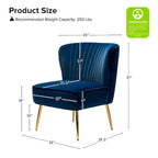 22W Upholstered Modern Tufted Accent Side Chair with Gold Legs