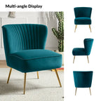 22W Upholstered Modern Tufted Accent Side Chair with Gold Legs