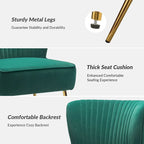 22W Upholstered Modern Tufted Accent Side Chair with Gold Legs