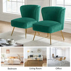22W Upholstered Modern Tufted Accent Side Chair with Gold Legs
