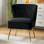 22W Upholstered Modern Tufted Accent Side Chair with Gold Legs