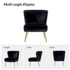 22W Upholstered Modern Tufted Accent Side Chair with Gold Legs