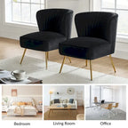 22W Upholstered Modern Tufted Accent Side Chair with Gold Legs