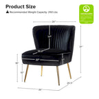 22W Upholstered Modern Tufted Accent Side Chair with Gold Legs