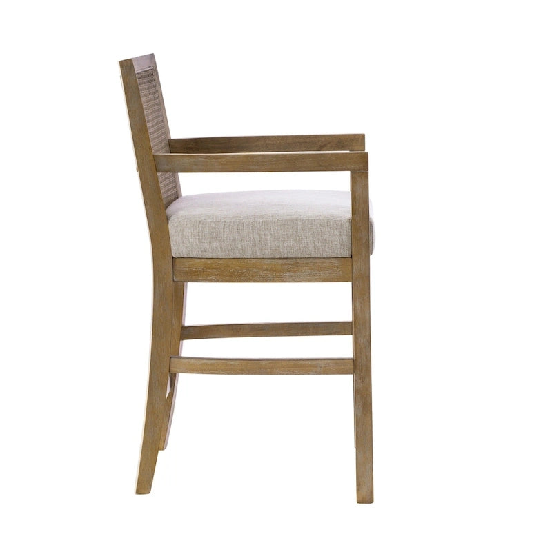 Cream/Reclaimed Natural Cane Back Counter Stool