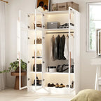 Glass Door Wardrobe with LED Light & Ample Storage