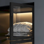 Glass Door Wardrobe with LED Light & Ample Storage