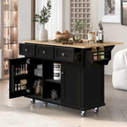 Rolling Kitchen Island Drop-Leaf