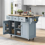 Rolling Kitchen Island Drop-Leaf