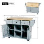 Rolling Kitchen Island Drop-Leaf