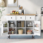 Rolling Kitchen Island Drop-Leaf