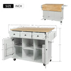 Rolling Kitchen Island Drop-Leaf