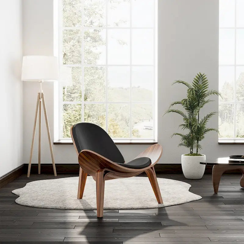Gepolsterter Ledersessel im Mid-Century-Stil