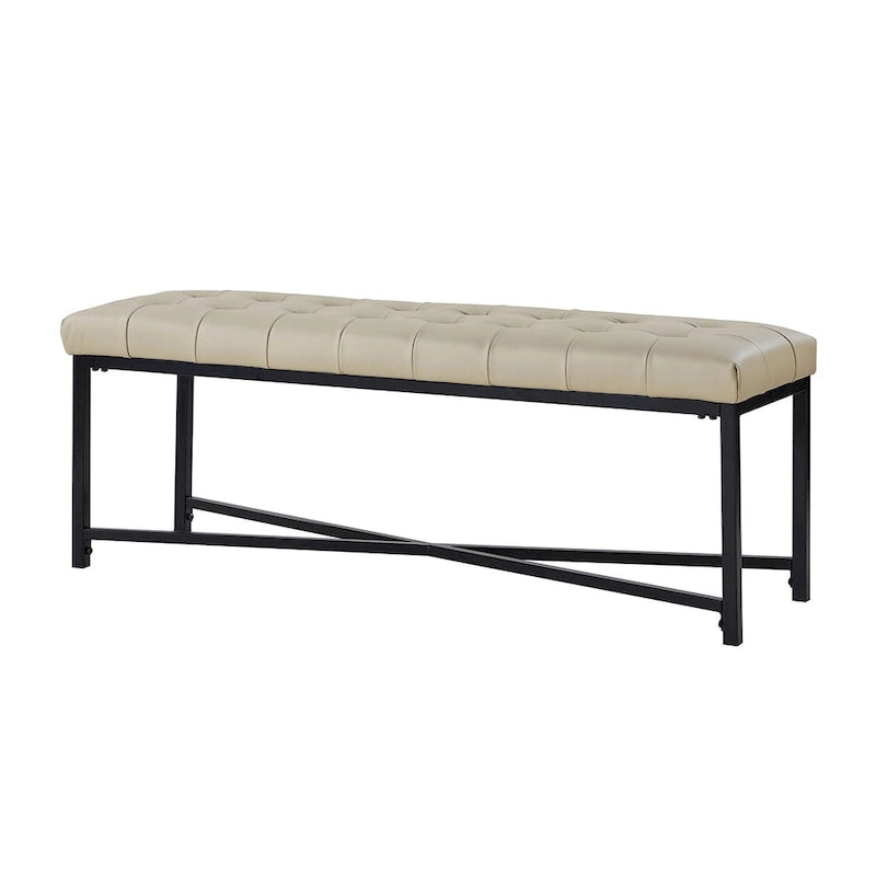 Panca moderna da 50.5", imbottita in vera pelle, con gambe in metallo