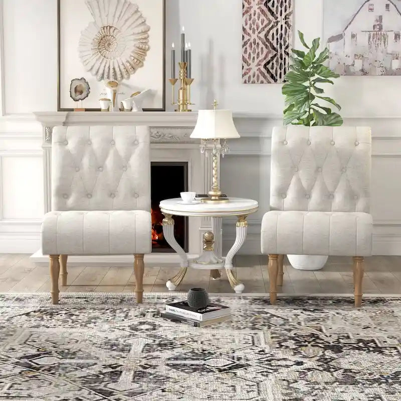 Armless Slipper Accent Chair with Wood Legs
