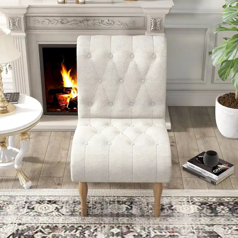 Armless Slipper Accent Chair with Wood Legs