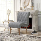 Armless Slipper Accent Chair with Wood Legs