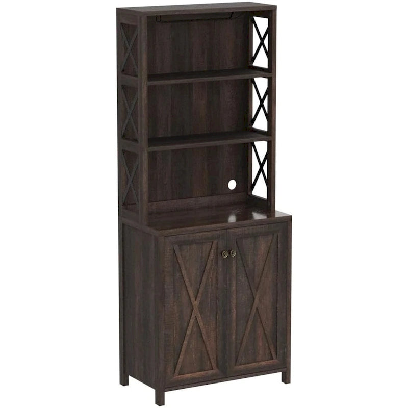 Bar Cabinet with Wine Rack and Storage Shelves