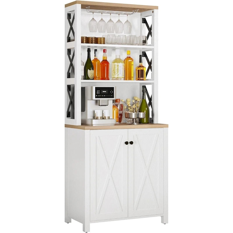 Bar Cabinet with Wine Rack and Storage Shelves