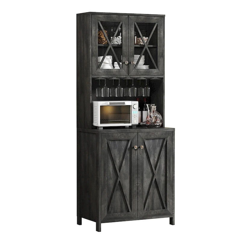Bar Cabinet with Wine Rack and Storage Shelves