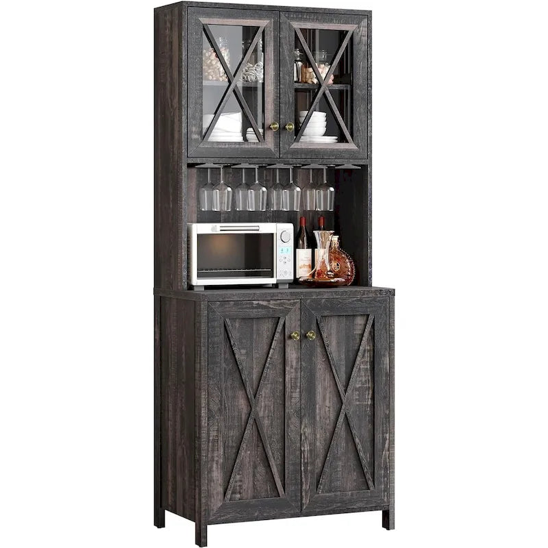 Bar Cabinet with Wine Rack and Storage Shelves