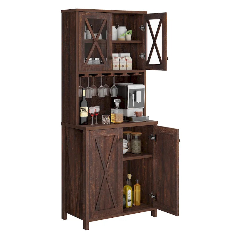 Bar Cabinet with Wine Rack and Storage Shelves