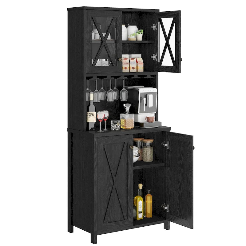 Bar Cabinet with Wine Rack and Storage Shelves