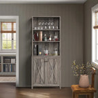Bar Cabinet with Wine Rack and Storage Shelves