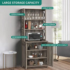 Bar Cabinet with Wine Rack and Storage Shelves