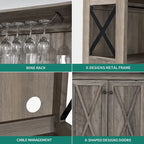 Bar Cabinet with Wine Rack and Storage Shelves