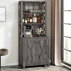 Bar Cabinet with Wine Rack and Storage Shelves