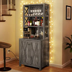 Bar Cabinet with Wine Rack and Storage Shelves