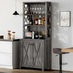 Bar Cabinet with Wine Rack and Storage Shelves