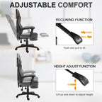 Home Office Chair Adjustable Height Recliner with Retractable Footrest, Mesh Back
