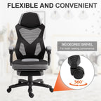 Home Office Chair Adjustable Height Recliner with Retractable Footrest, Mesh Back
