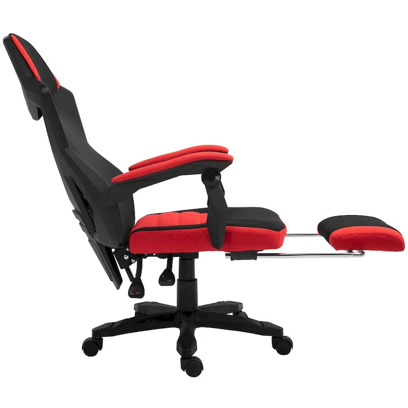 Bürostuhl für das Homeoffice mit verstellbarer Höhe, Liegefunktion, ausziehbarer Fußstütze und Netzrücken