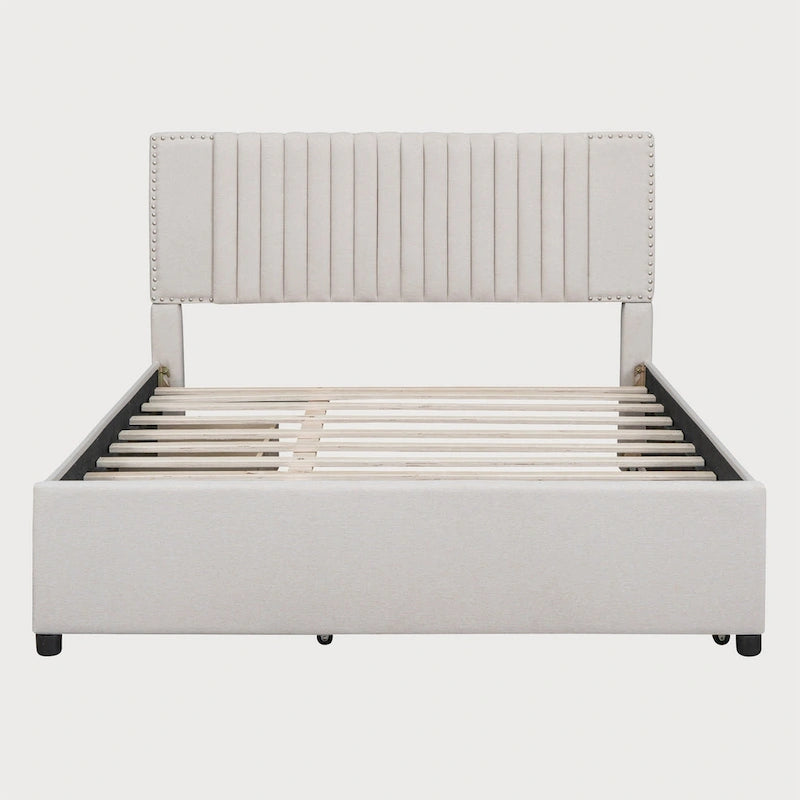 Gepolstertes Plattformbett in Queen Size mit ausziehbarem Twin-XL-Zusatzbett