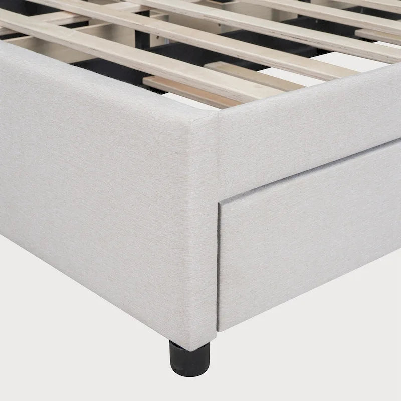 Gepolstertes Plattformbett in Queen Size mit ausziehbarem Twin-XL-Zusatzbett