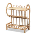 Boho-Ausstellungsregal aus natürlichem braunem Rattan mit 2 Ebenen