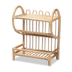 Bohemian Natural Brown Rattan 2-Tier Display Shelf