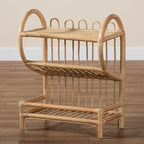Bohemian Natural Brown Rattan 2-Tier Display Shelf