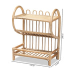 Bohemian Natural Brown Rattan 2-Tier Display Shelf