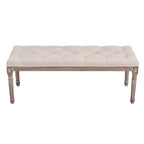Extra Long French Vintage Upholstered Bench with Carved Wood Frame
