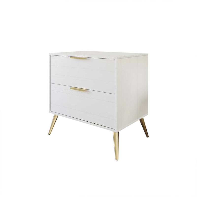 Comodino contemporaneo in legno con 2 cassetti