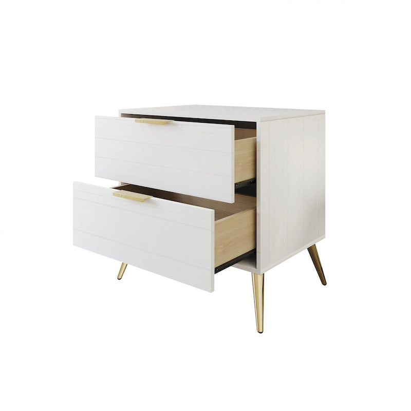 Comodino contemporaneo in legno con 2 cassetti