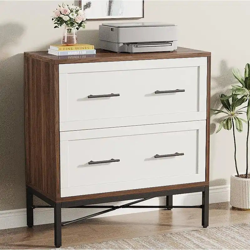 32-Zoll-Aktenschrank, moderner seitlicher Aktenschrank mit 2 Schubladen für Letter-/Legal-/A4-Format, Homeoffice